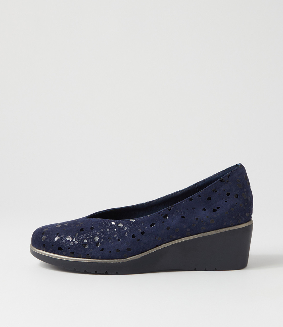 Navy suede deals wedge shoes