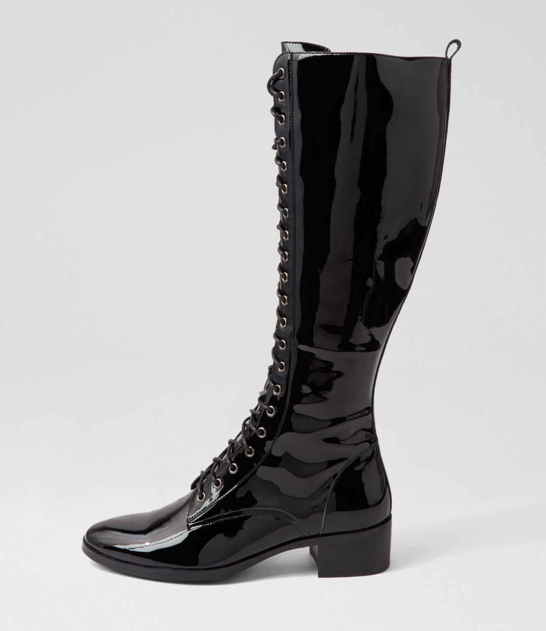 Toris Black Patent Leather Knee High Boots - Django and Juliette