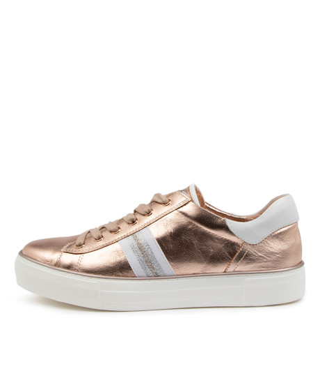 rose gold leather trainers