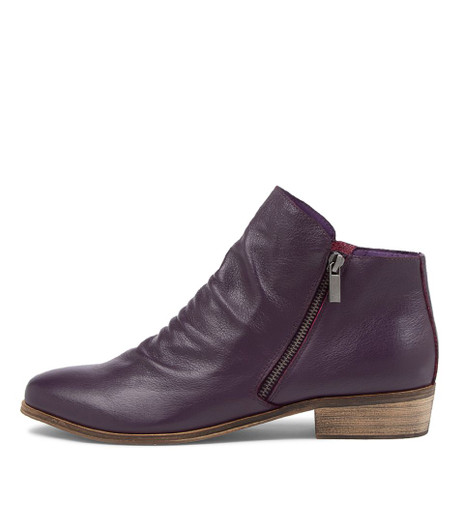 Spray Aubergine Leather Ankle Boots 