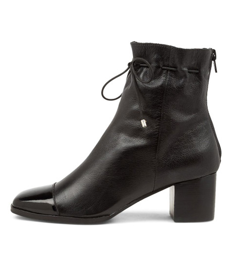 Vamee Black Patent Leather Ankle Boots - Django and Juliette