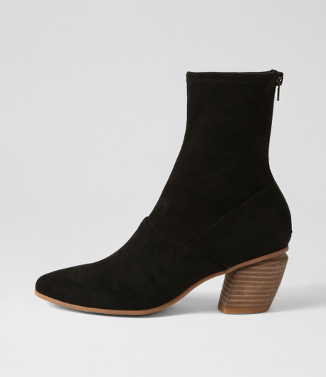 Nibal Black Stretch Microsuede Ankle Boots - Django and Juliette