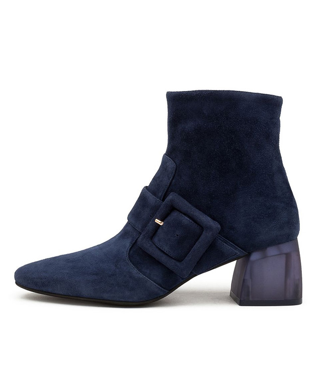 Navy heeled store ankle boots