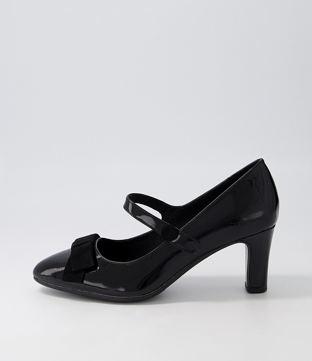Tinar Black Patent Suede Heels Django and Juliette