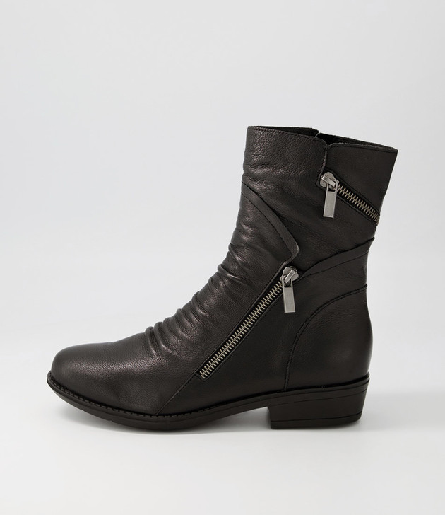 Renu Black Leather Ankle Boots Django and Juliette