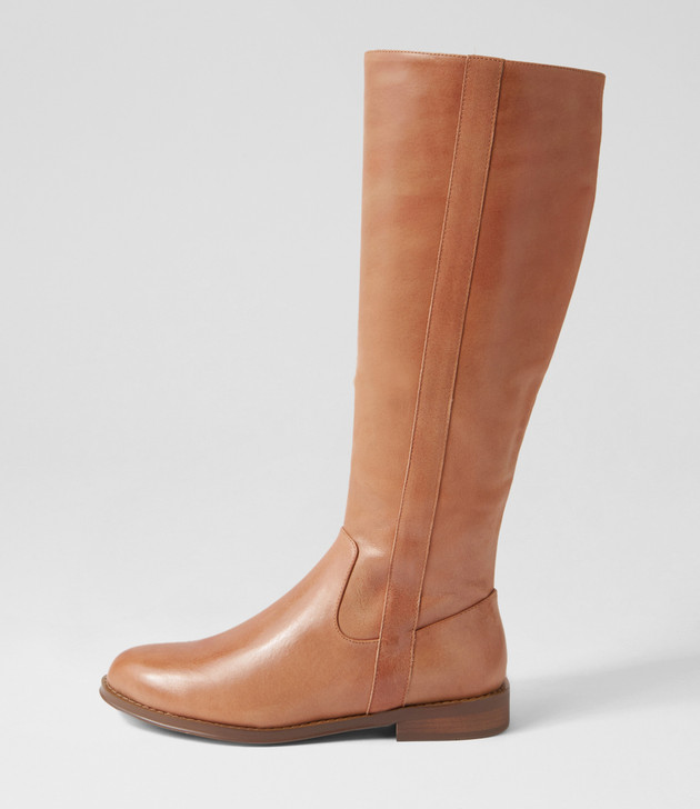 Tan leather knee store high flat boots