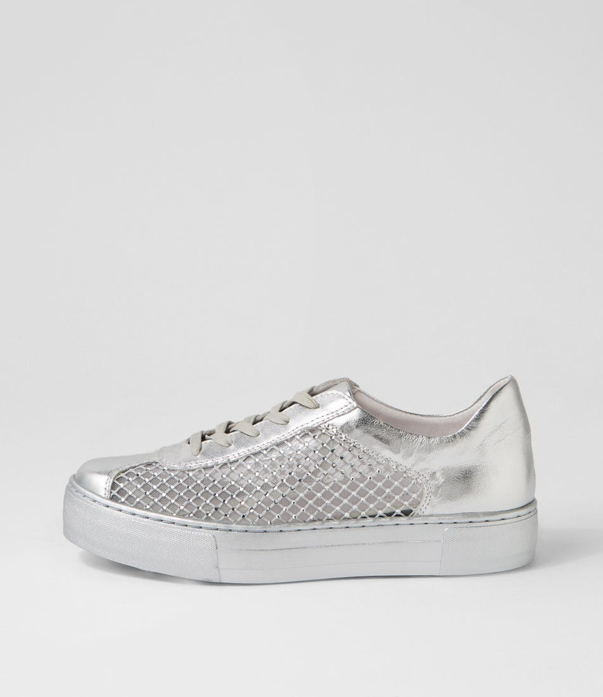 Fabia Silver Jewels Leather Sneakers - Django and Juliette