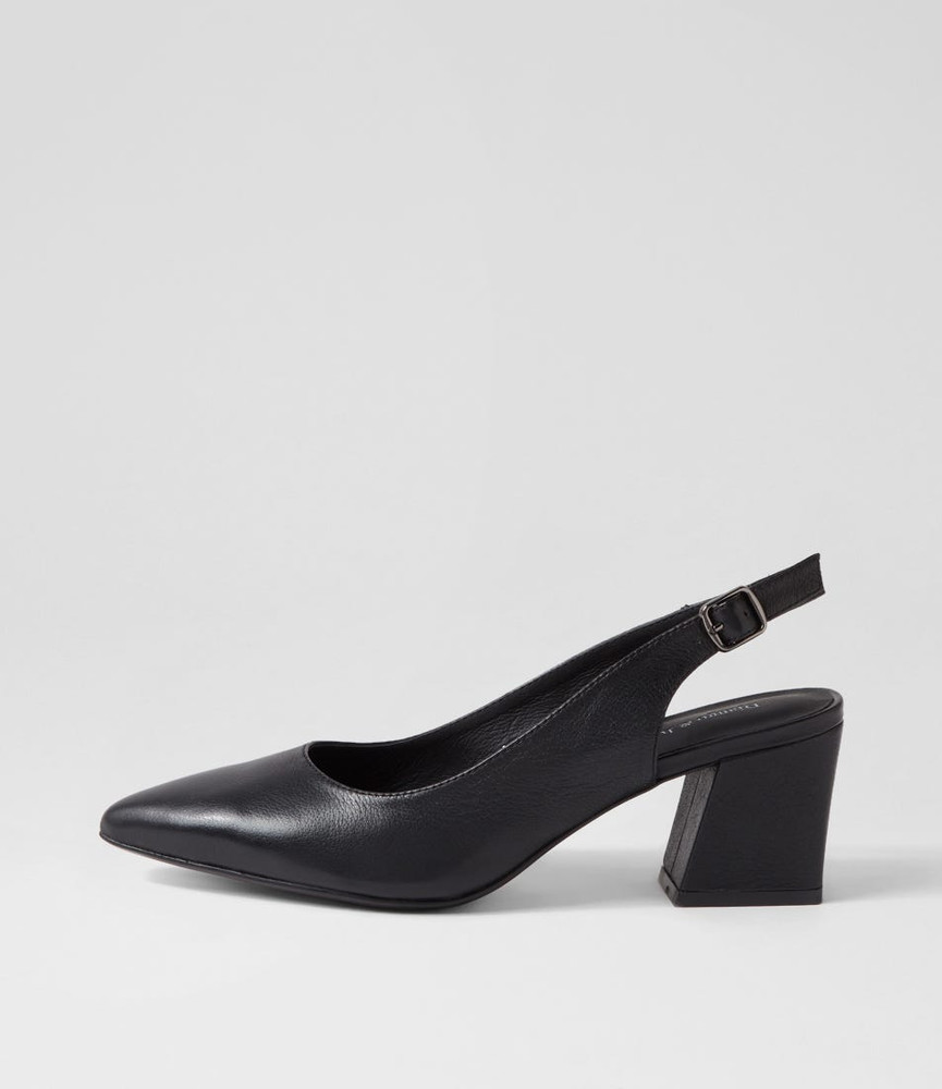 Malia Black Leather Heels - Django and Juliette