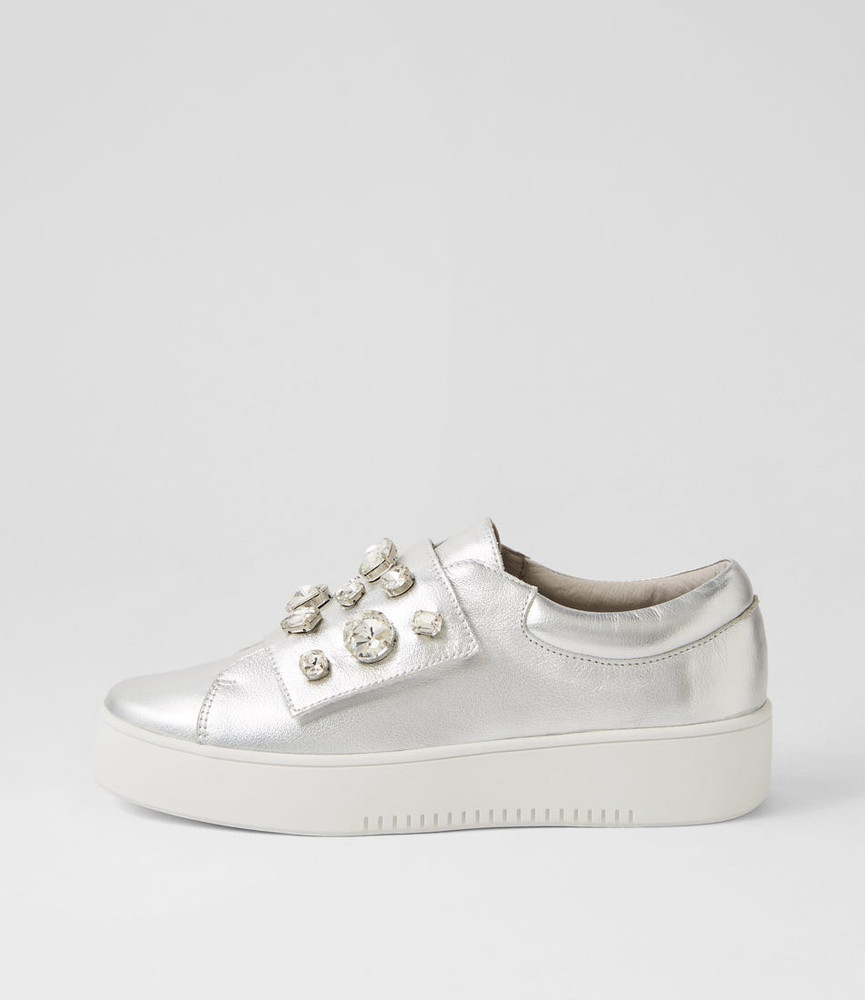 Lunit Silver Jewels Leather Sneakers - Django and Juliette