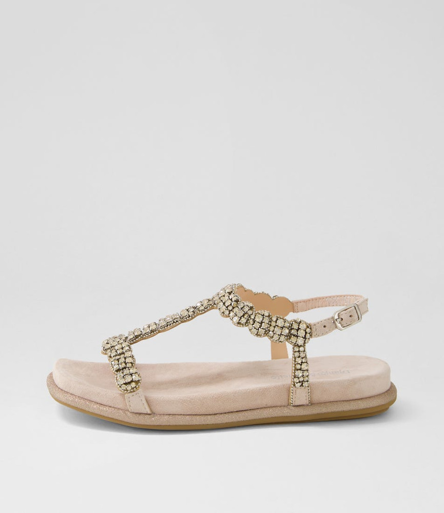 Yori Nude Suede Jewels Sandals - Django and Juliette