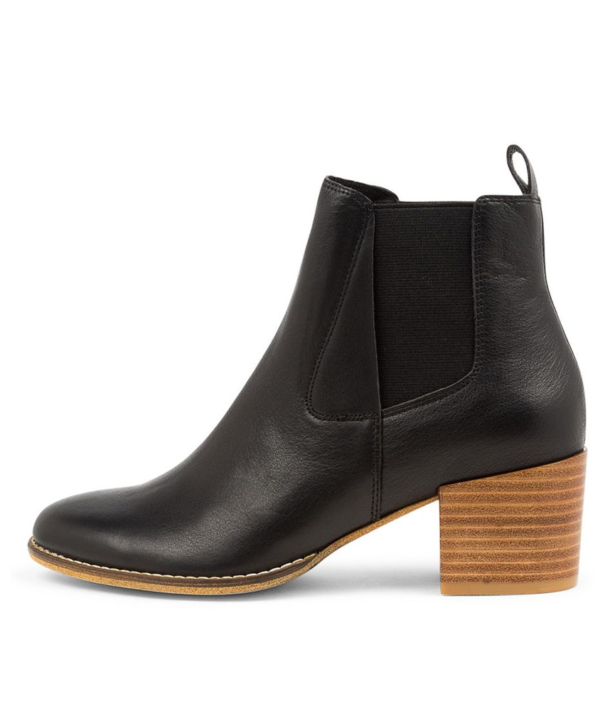 Mosha Black Leather Heeled Boots - Django and Juliette