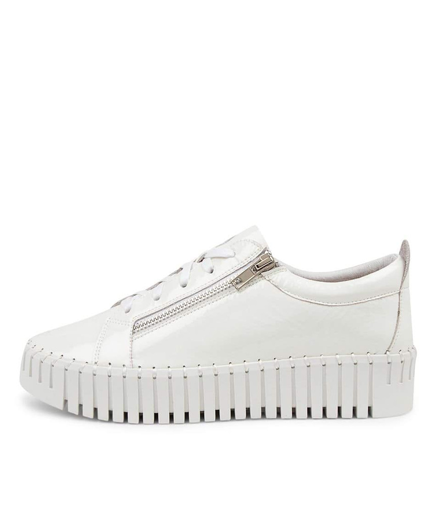 Bump White Patent Leather Sneakers - Django and Juliette