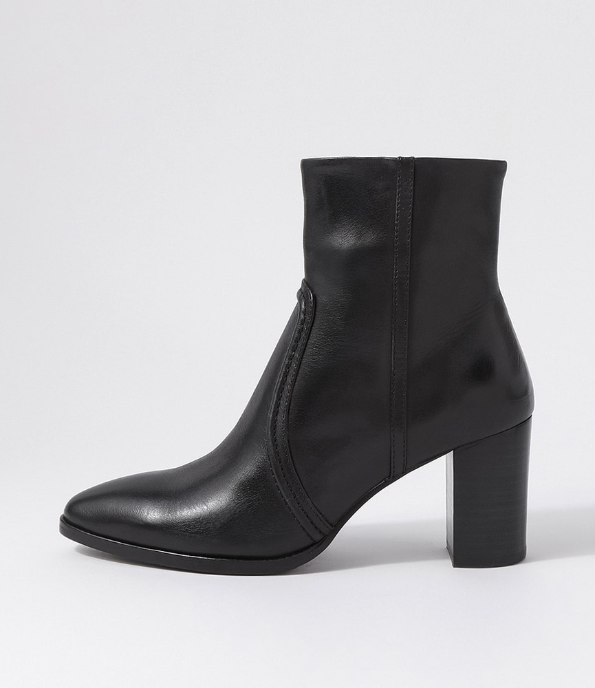 Anahi Black Leather Ankle Boots - Django and Juliette