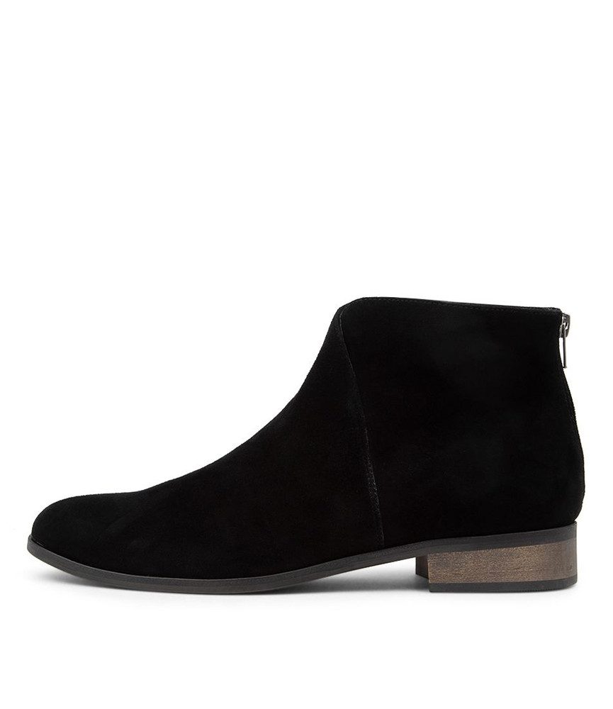 ladies flat black suede boots