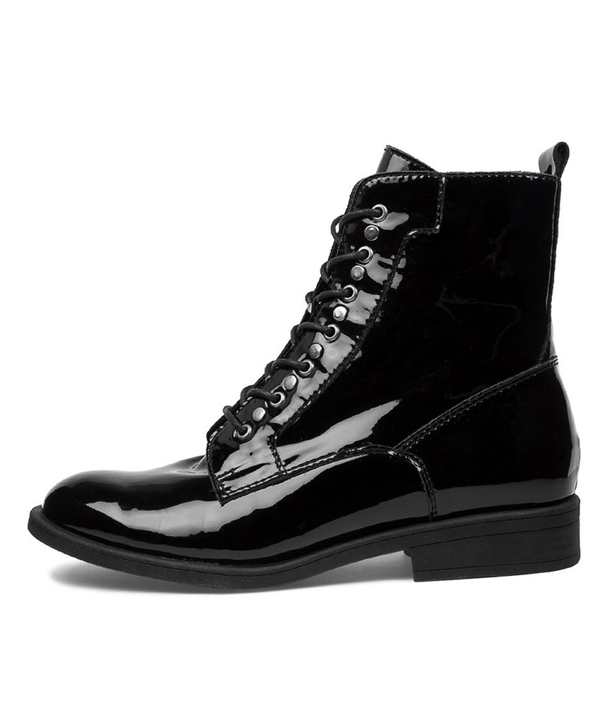 Menzel Black Patent Leather Ankle Boots - Django and Juliette