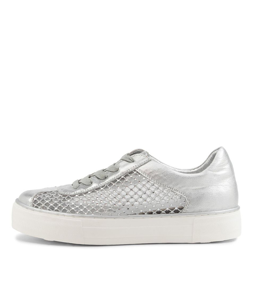 Fabia Silver Leather Jewels Sneakers - Django and Juliette