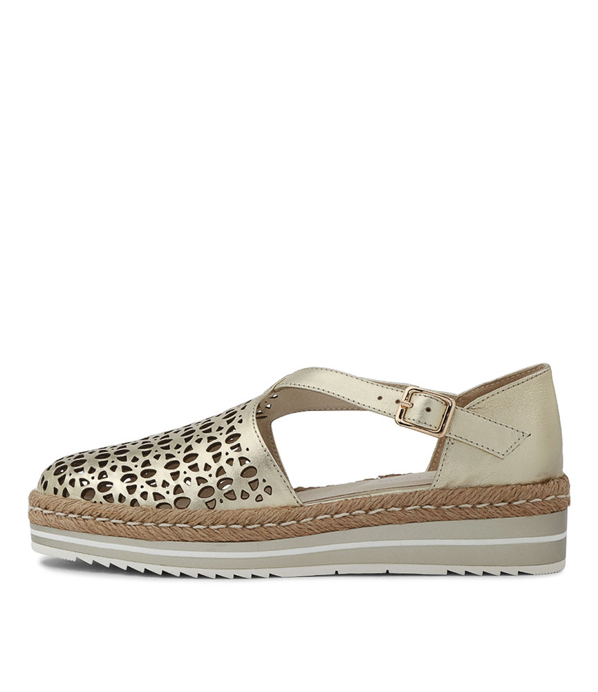 Erika Pale Gold Leather Espadrilles - Django and Juliette