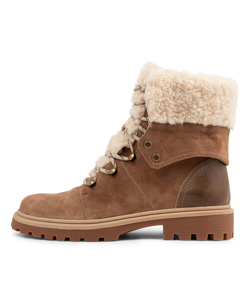 Kael Taupe Mocca Suede Lace Up Boots - Django and Juliette