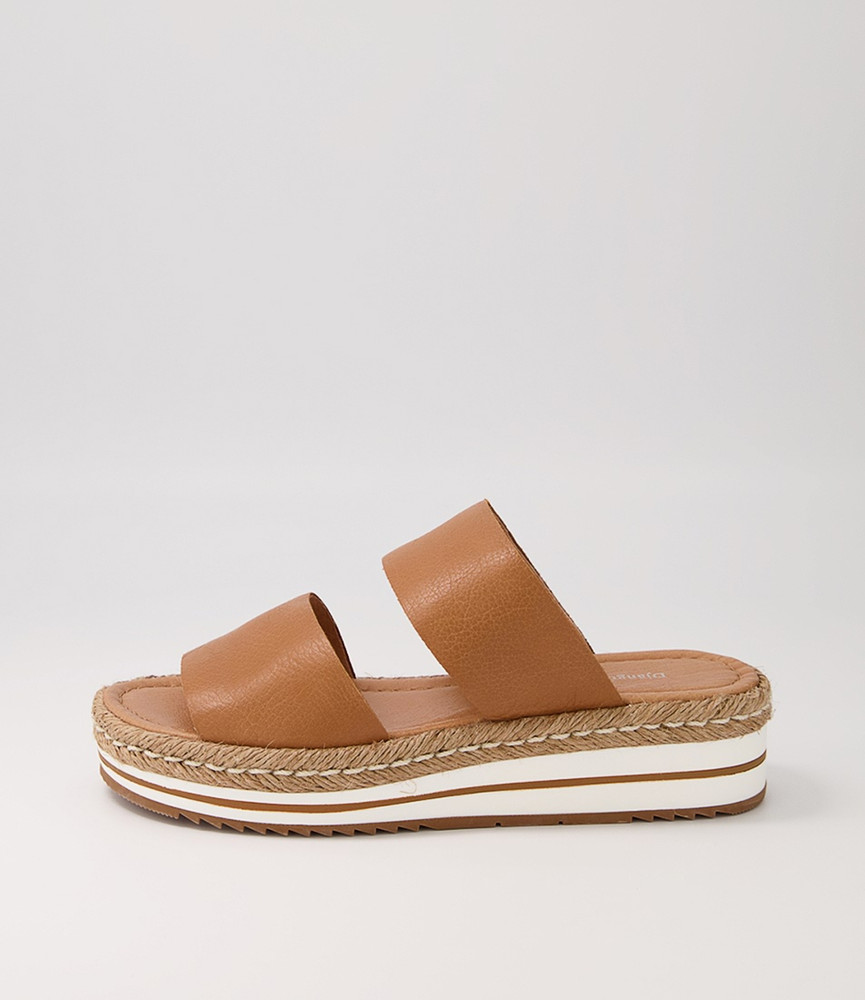 Agota Dark Tan Leather Slides - Django and Juliette