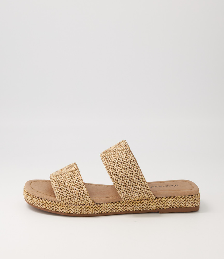 Samman Cocoa Woven Syn Raffia Sandals - Django and Juliette