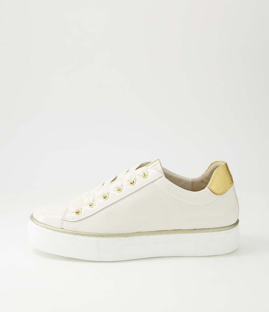 Finni Ivory Gold Glam Patent Multi Sneakers - Django and Juliette