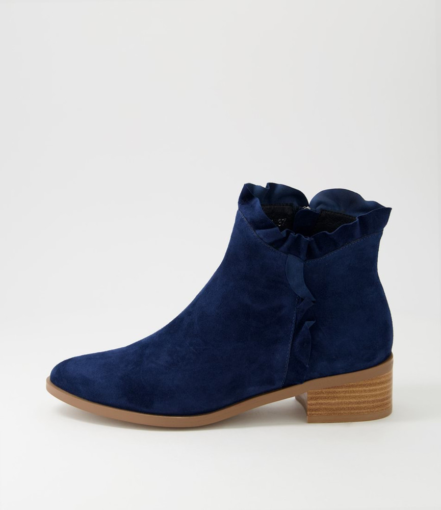 Pepper Navy Suede Ankle Boots Django and Juliette
