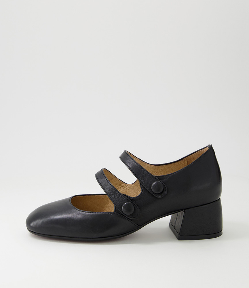 Culie Black Leather Mary Jane Heels - Django and Juliette