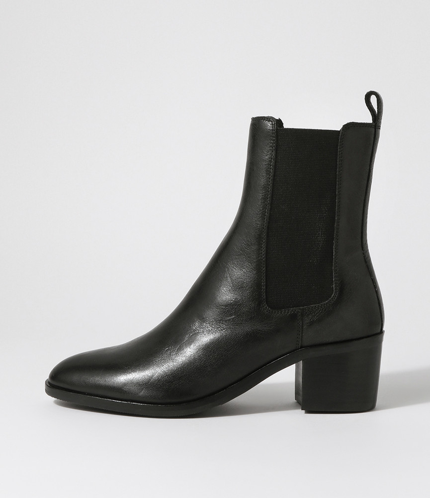 Dowell Black Heel Leather Chelsea Boots - Django and Juliette