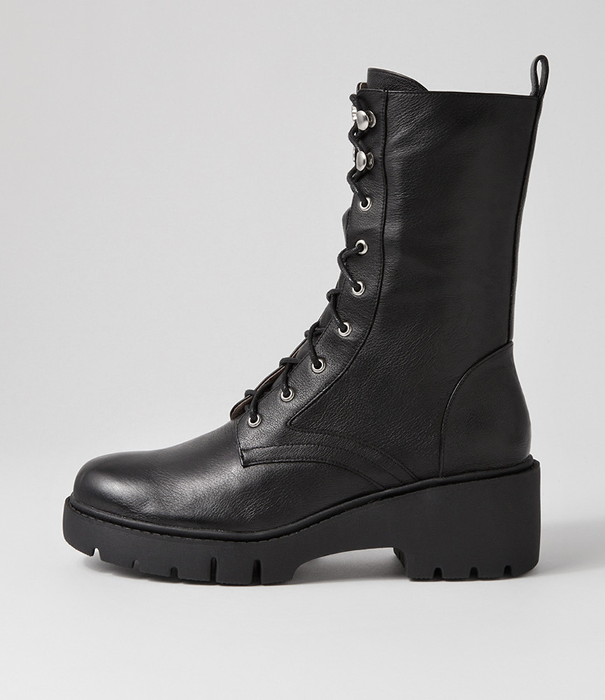 Ustern Black Leather Calf Boots - Django and Juliette