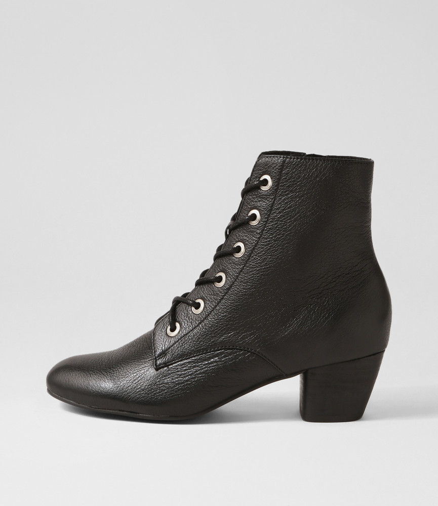 Durban Black Leather Lace Up Boots Django and Juliette