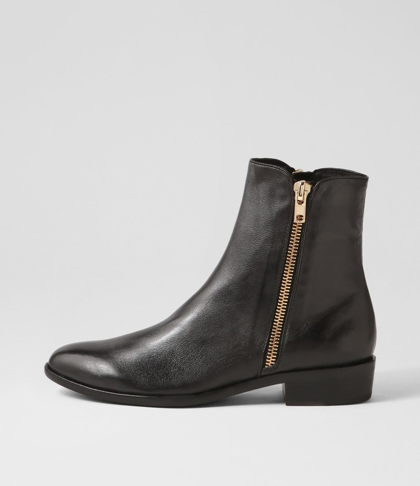 Indirat Lrg Black Leather Ankle Boots - Django and Juliette