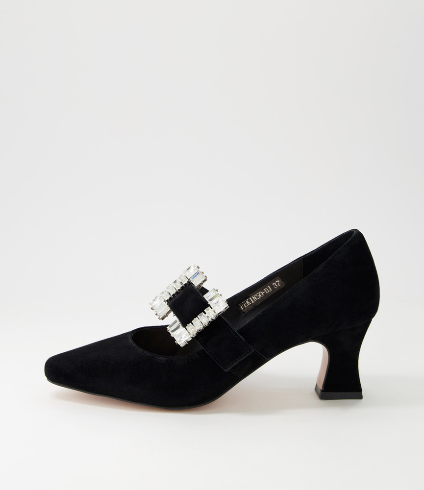 Perkinso Black Suede Heels Django and Juliette