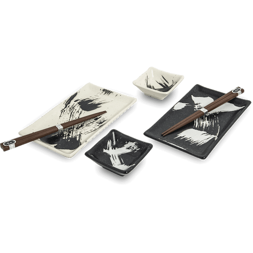 SUSHI SET BLACK&WHITE 22X12.5X2CM