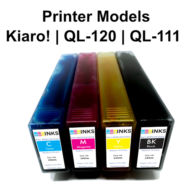 Premium Compatible Kiaro!, Quick Label QL-120X & QL-120Xe Ink Cartridge Custom Pick 4 Bundle (240 mL)