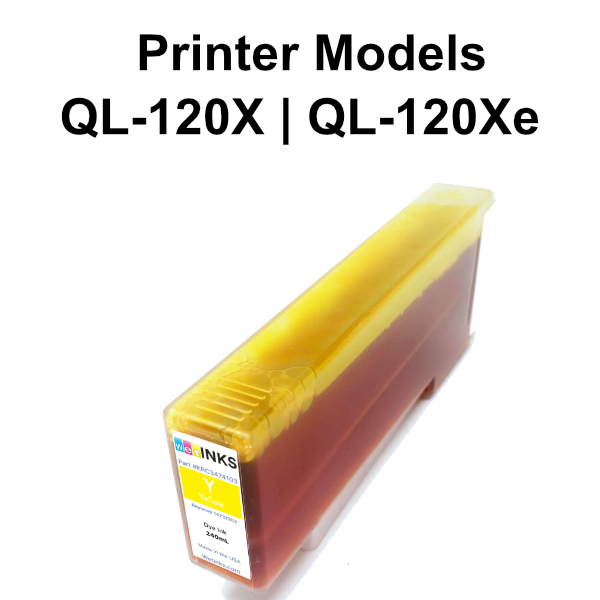 Premium Compatible QL-120X & QL-120Xe Yellow Dye Ink Cartridge (240 mL)