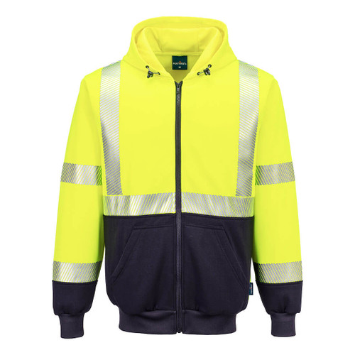 Portwest  Hi-Vis Contrast Segmented Tape Zipped Hoodie