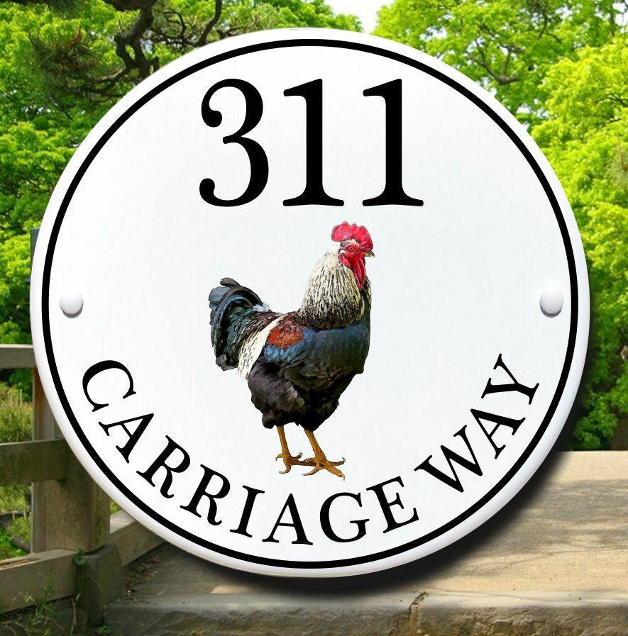 Country Rooster Cottage House Plaques Porcelain Ceramic Address Plaques