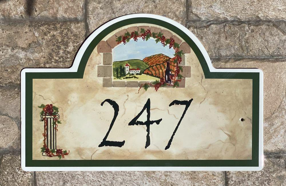 Tuscan Villa Address Plaque Porcelain House Number Plaques