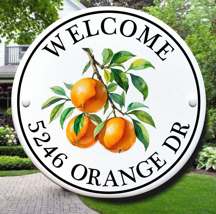 Ceramic Address Plaque with Oranges | Oranges Address Plaque
