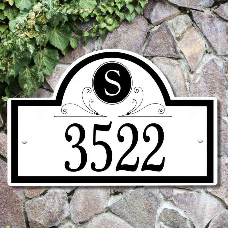 Monogram Initials House Sign: Custom House Number Plaque