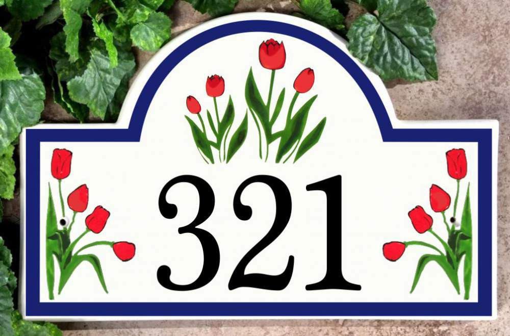 Tulip Flowers Address Sign –Personalized House Plaque