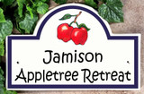 Ceramic Porcelain Address Plaques Red Apples Address Signs and House Plaques
