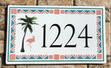 Ceramic Porcelain Address Plaques Flamingo House Number Plaque