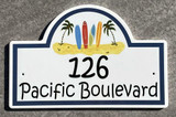 Ceramic Porcelain Address Plaques Surfboard House Number Address Plaque