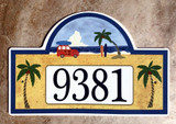 Ceramic Porcelain Address Plaques Beach Woody and Palms Address Marker