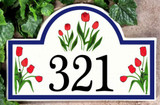 Ceramic Porcelain Address Plaques Tulip Flowers Address Sign House Plaque