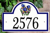 Ceramic Porcelain Address Plaques Iris Flowers Address Signs and House Plaques