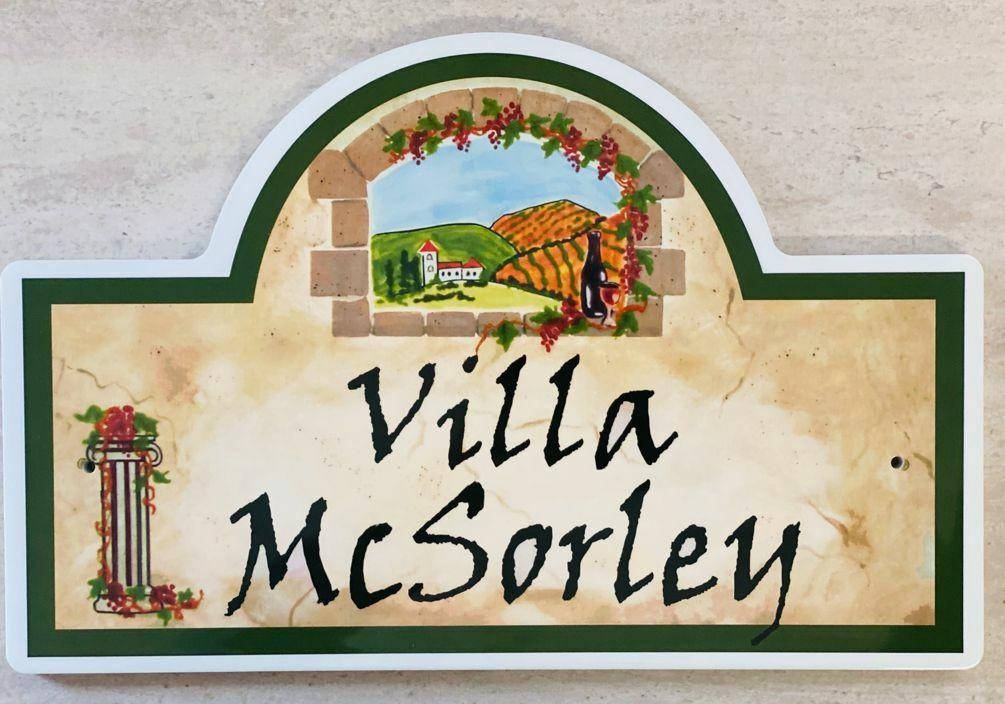 Tuscan Villa Address Plaque Porcelain House Number Plaques