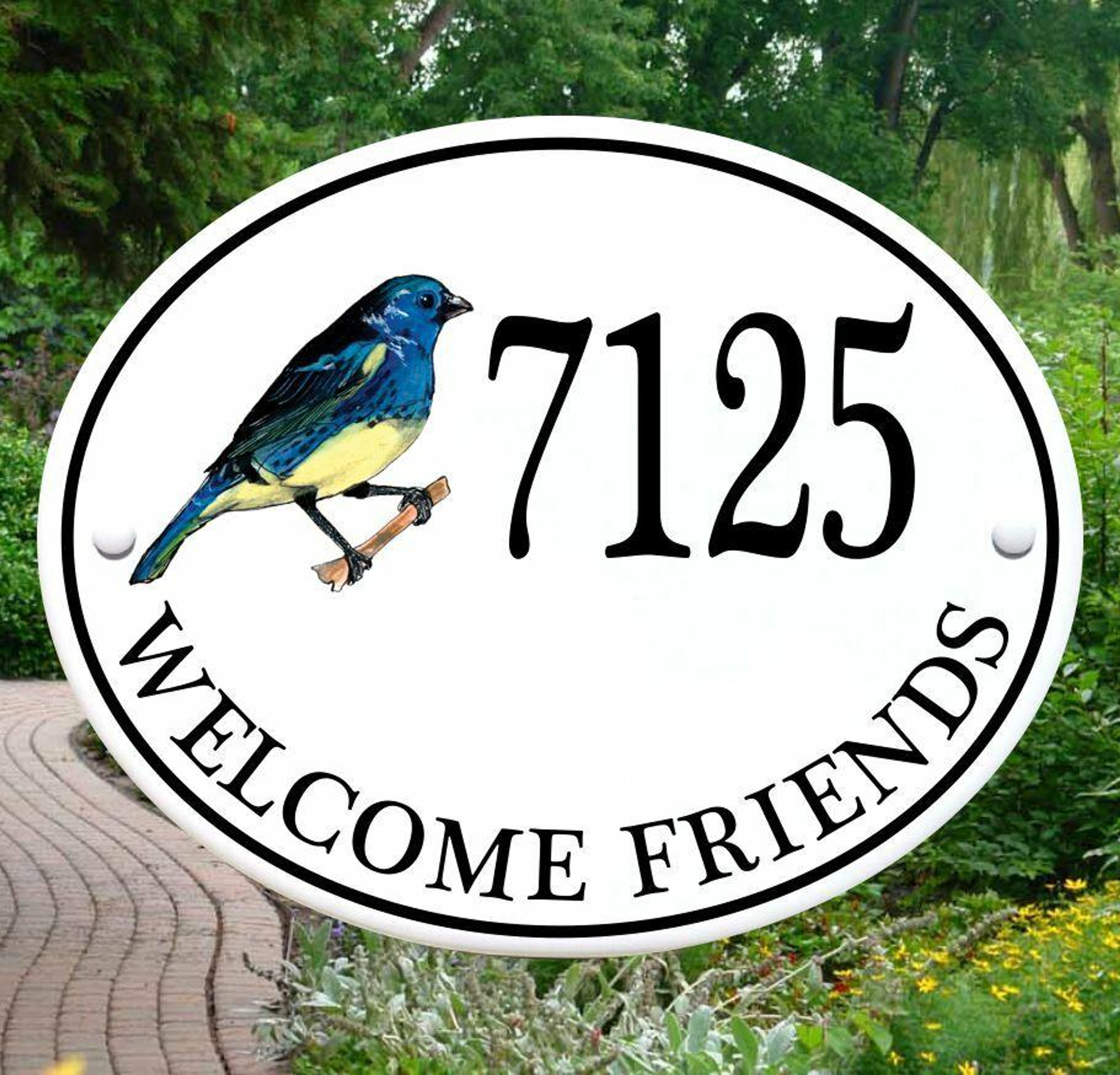Turquoise Tanager Bird House Number Plaques Ceramic Porcelain Address
