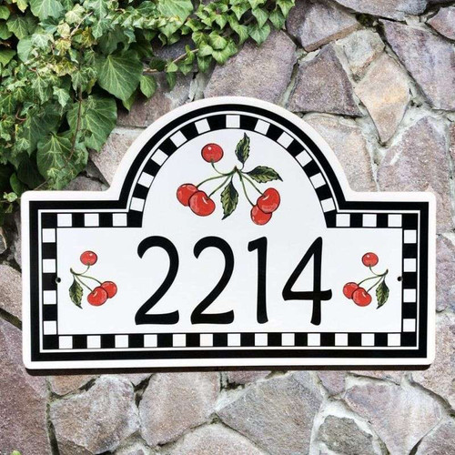 Cherry House Numbers Plaque - Decorative